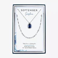 2-pc.Birthstone Necklace Set Sterling Silver