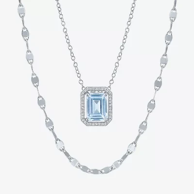 2-pc.Birthstone Necklace Set Sterling Silver