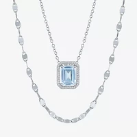 2-pc.Birthstone Necklace Set Sterling Silver