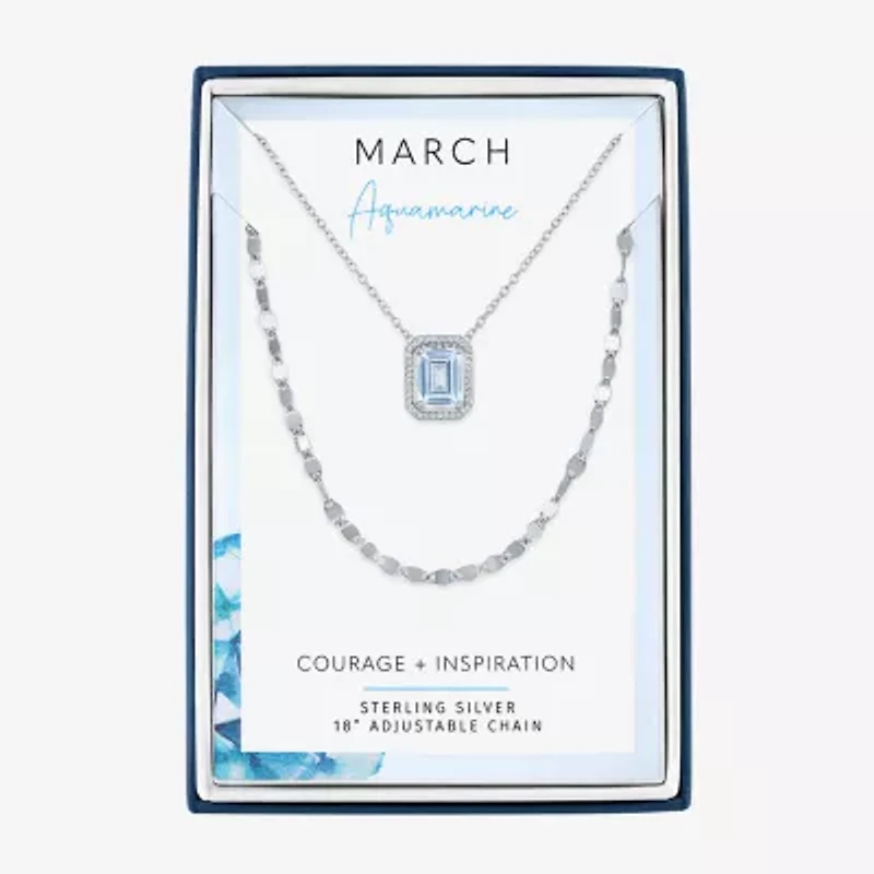 2-pc.Birthstone Necklace Set Sterling Silver