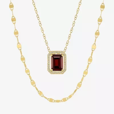 2-pc.Birthstone Necklace Set Sterling Silver