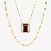 2-pc.Birthstone Necklace Set Sterling Silver