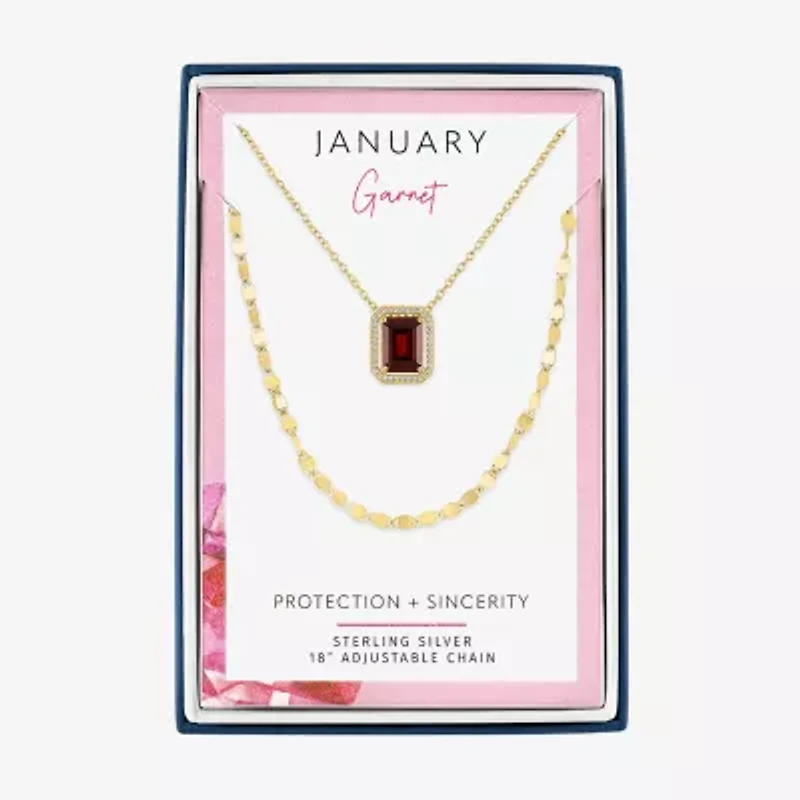 2-pc.Birthstone Necklace Set Sterling Silver