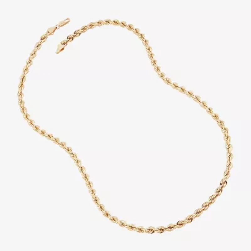 Mens 14K Gold 22 Inch Rope Chain Necklace