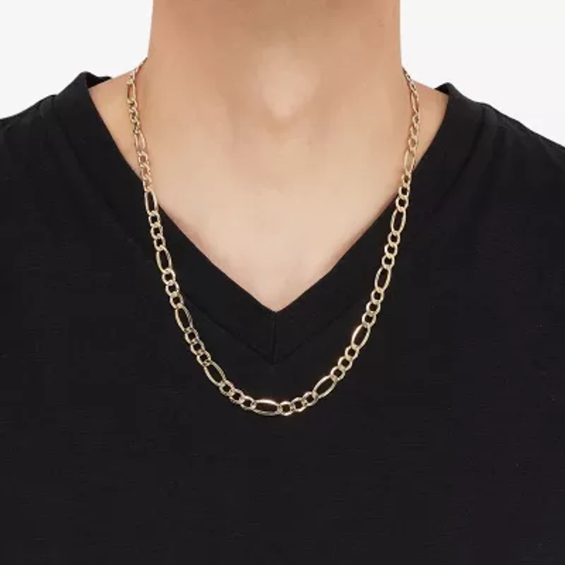 Made in Italy Mens 14K Gold 22 Inch Figaro Chain Necklace