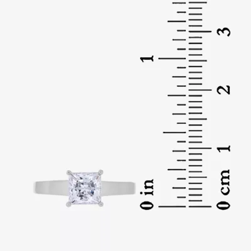Womens 2 CT. T.W. White Zirconia Sterling Silver Square Solitaire Cocktail Ring