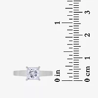 Womens 2 CT. T.W. White Zirconia Sterling Silver Square Solitaire Cocktail Ring