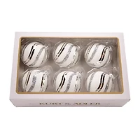 Kurt Adler 80mm Glass White Swirl Ball 6-pc. Christmas Ornament