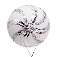 Kurt Adler 80mm Glass White Swirl Ball 6-pc. Christmas Ornament