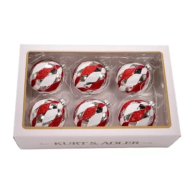 Kurt Adler 80mm Glass Ball 6-pc. Christmas Ornament