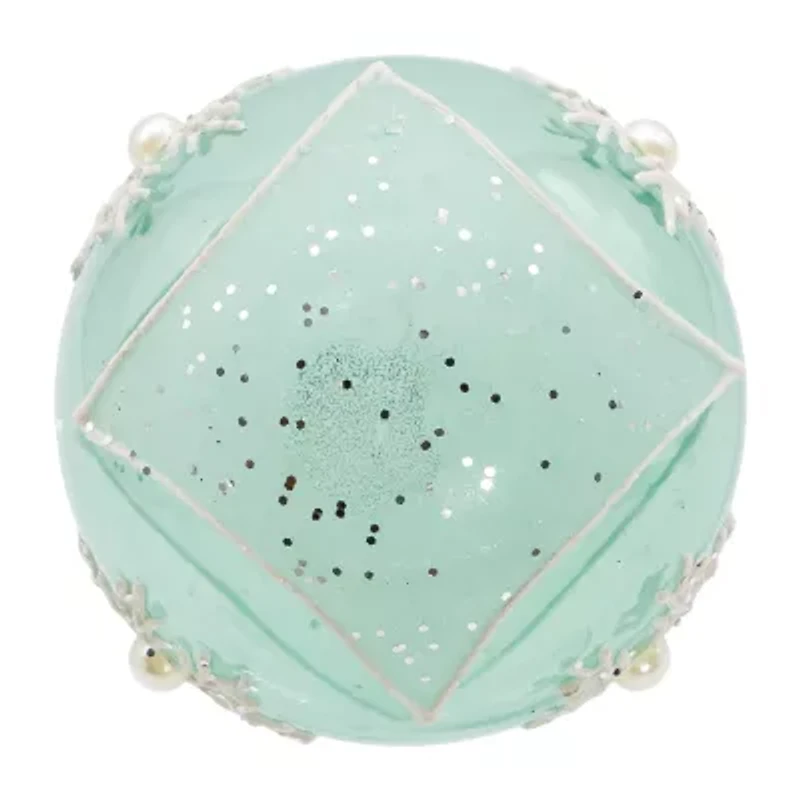 Kurt Adler 80mm Glass Teal Snowflake Ball 6-pc. Christmas Ornament