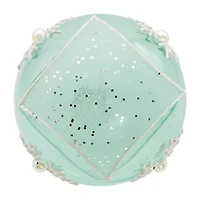 Kurt Adler 80mm Glass Teal Snowflake Ball 6-pc. Christmas Ornament