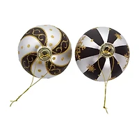 Kurt Adler 80 Mm Silver Black Gold Glass Balls 6-pc. Christmas Ornament