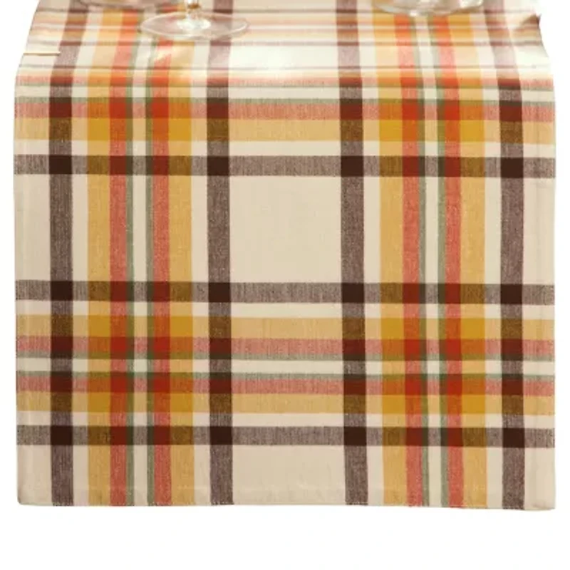 Elrene Home Fashions Harvest Russet Plaid Table Runner