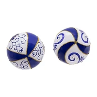 Kurt Adler 80 Mm Blue And White Glass Balls 6-pc. Christmas Ornament