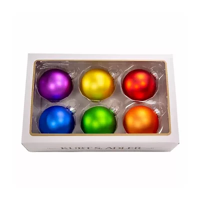 Kurt Adler 80mm Glass Matte Pride Ball 6-pc. Christmas Ornament