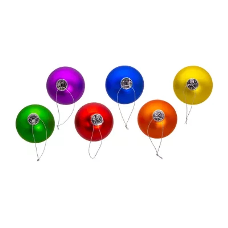 Kurt Adler 80mm Glass Matte Pride Ball 6-pc. Christmas Ornament