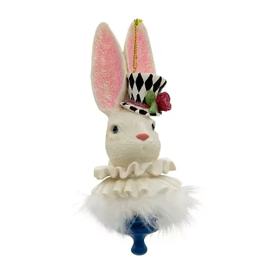 Kurt Adler 6.5-Inch Resin Hollywood Hats Rabbit Alice in Wonderland Christmas Ornament