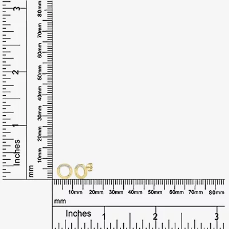 Silver Treasures Delicates Cubic Zirconia 14K Gold Over Brass 7mm Circle Stud Earrings