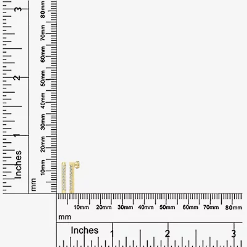 Silver Treasures Delicates Cubic Zirconia 14K Gold Over Brass 13.8mm Bar Stud Earrings