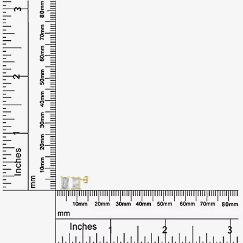 Silver Treasures Delicates Cubic Zirconia 14K Gold Over Brass 6mm Stud Earrings