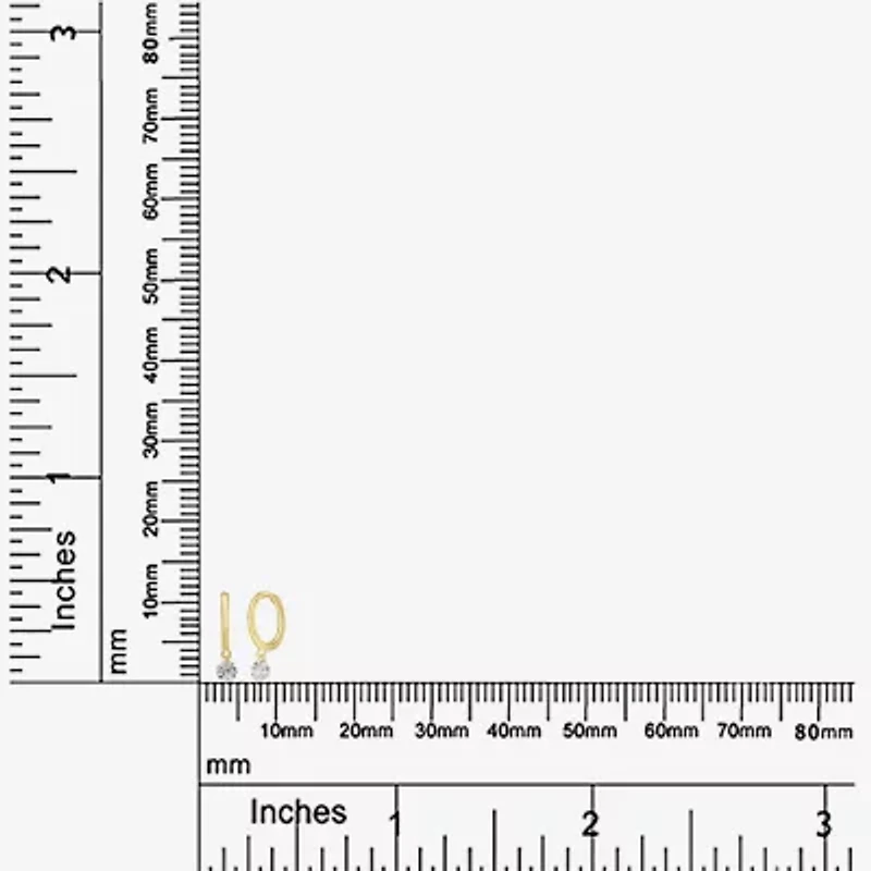 Silver Treasures Delicates Crystal Drop Womens Cubic Zirconia 14K Gold Over Brass 11mm Hoop Earrings