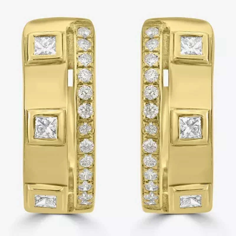 Womens 1/3 CT. T.W. Natural White Diamond 14K Gold 14mm Hoop Earrings