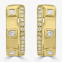 Womens 1/3 CT. T.W. Natural White Diamond 14K Gold 14mm Hoop Earrings