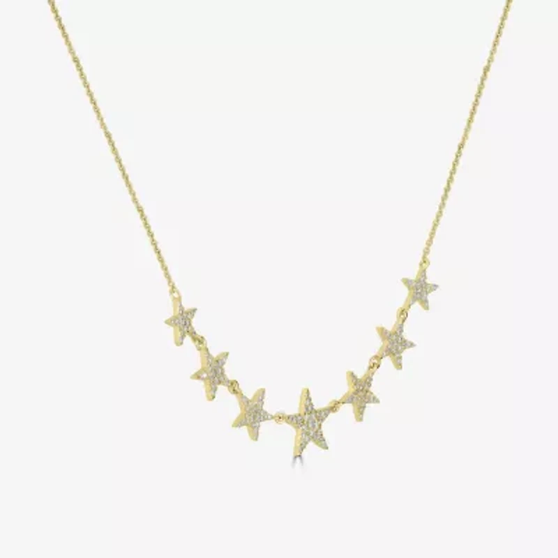 Womens 3/8 CT. T.W. Natural White Diamond 14K Gold Star 15 Inch Pendant Necklace