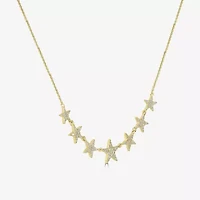 Womens 3/8 CT. T.W. Natural White Diamond 14K Gold Star 15 Inch Pendant Necklace