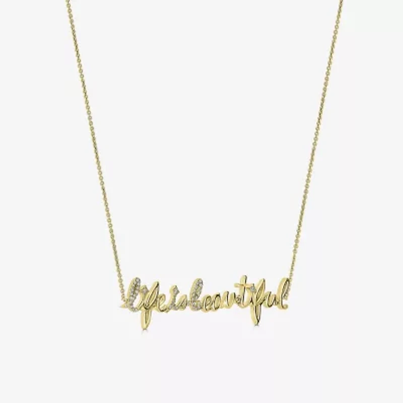 "Life Is Beautiful" Womens 1/8 CT. T.W. Natural White Diamond 14K Gold 15 Inch Pendant Necklace