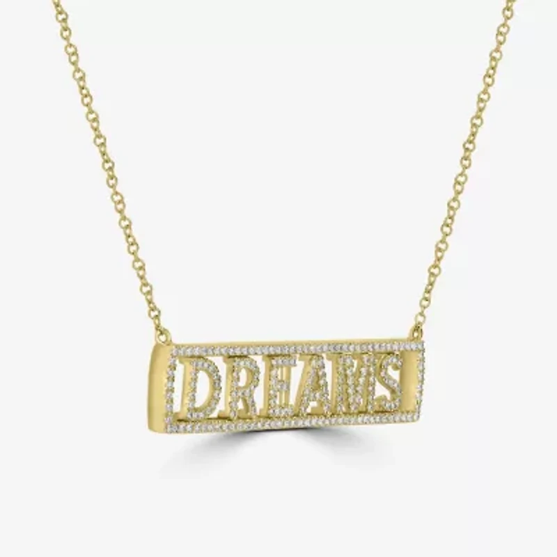 "Dreams" Womens 1/2 CT. T.W. Natural White Diamond 14K Gold Bar 15 Inch Pendant Necklace