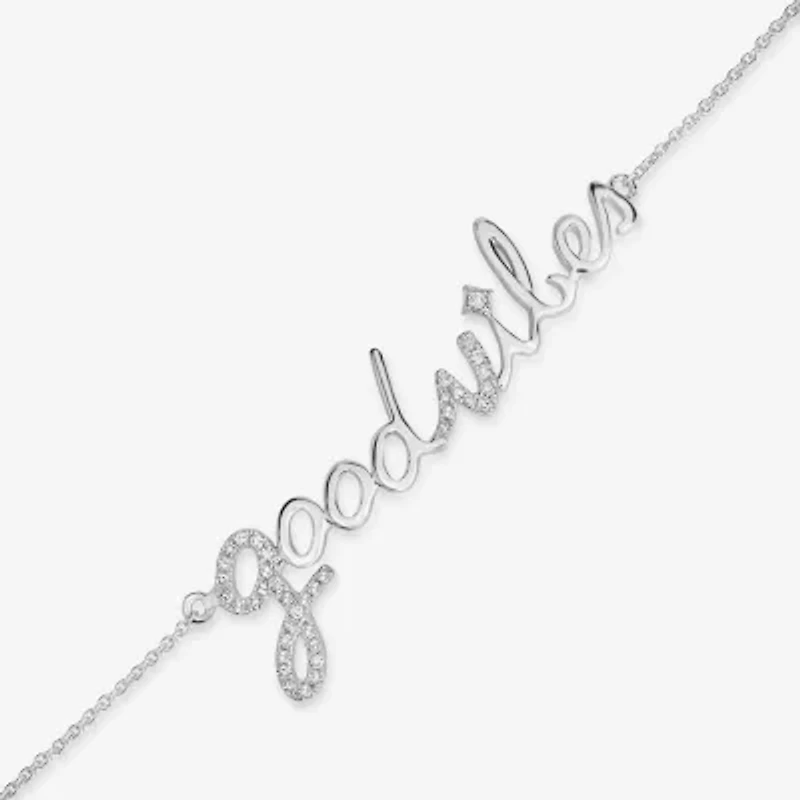 Good Vibes" 1/10 CT.T.W. Natural Diamond 14K White Gold 7 Inch Solid Rolo Chain Bracelet"
