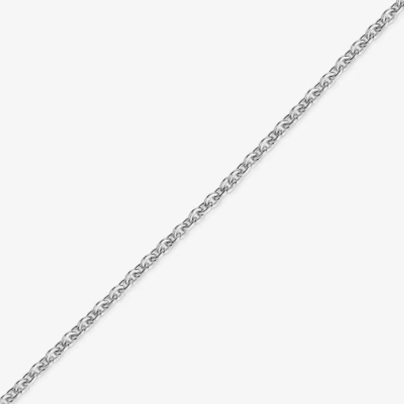 Good Vibes" 1/10 CT.T.W. Natural Diamond 14K White Gold 7 Inch Solid Rolo Chain Bracelet"