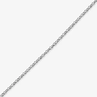 Good Vibes" 1/10 CT.T.W. Natural Diamond 14K White Gold 7 Inch Solid Rolo Chain Bracelet"
