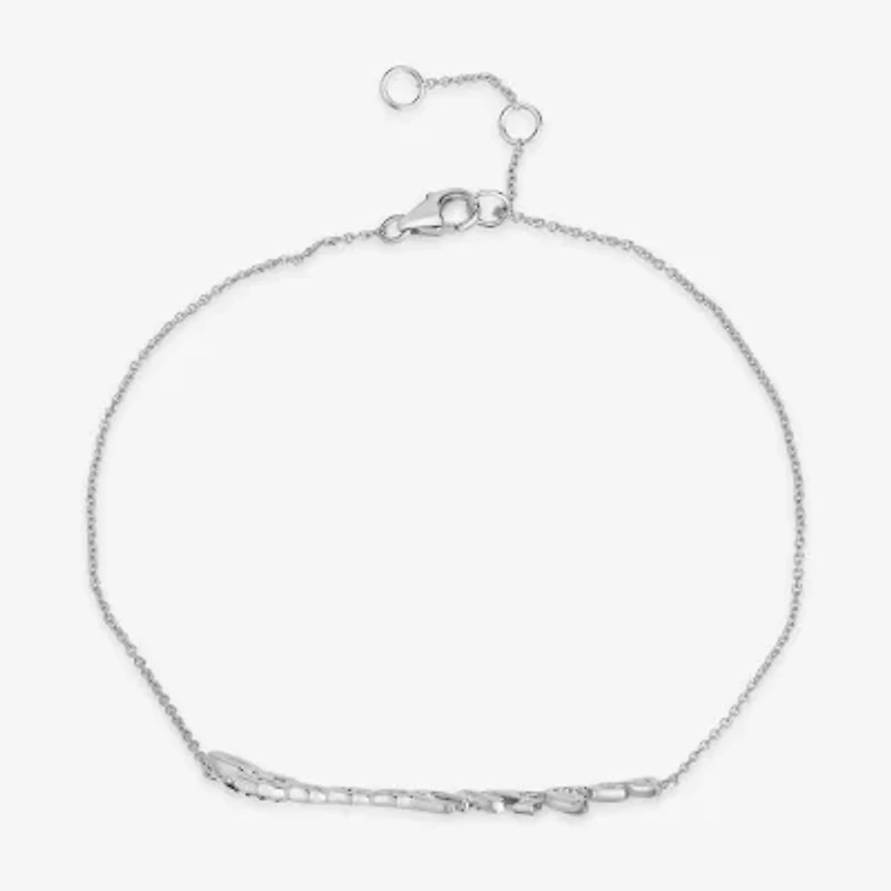 Good Vibes" 1/10 CT.T.W. Natural Diamond 14K White Gold 7 Inch Solid Rolo Chain Bracelet"