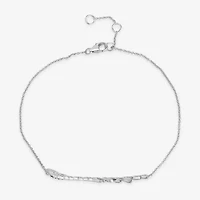 Good Vibes" 1/10 CT.T.W. Natural Diamond 14K White Gold 7 Inch Solid Rolo Chain Bracelet"
