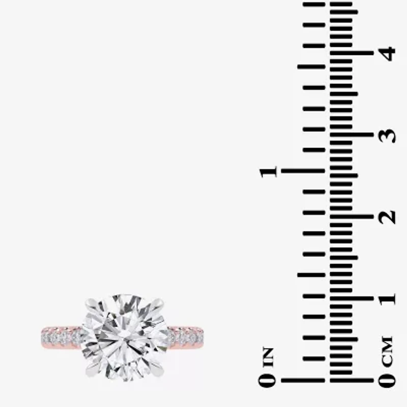 (G-H / Vs2-Si1) Womens 4 1/2 CT. T.W. Lab Grown White Diamond 14K Gold Side Stone Engagement Ring