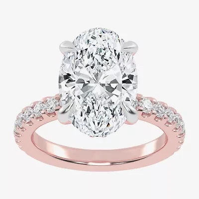 (G-H / Vs2-Si1) Womens 4 1/2 CT. T.W. Lab Grown White Diamond 14K Gold Side Stone Engagement Ring