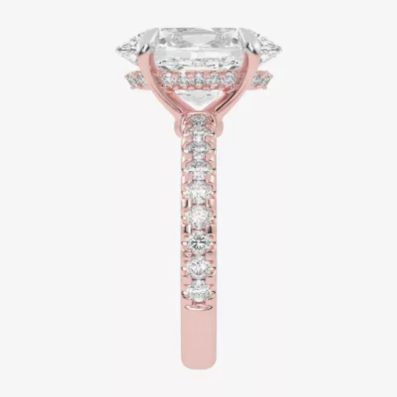 (G-H / Vs2-Si1) Womens 4 1/2 CT. T.W. Lab Grown White Diamond 14K Gold Side Stone Engagement Ring