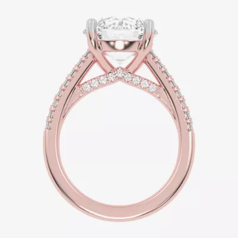 G-H / Vs2-Si1) Womens 1/3 Ct. T.W. Lab Grown White Diamond 14K Gold Round Side Stone Engagement Ring