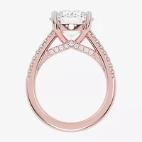 G-H / Vs2-Si1) Womens 1/3 Ct. T.W. Lab Grown White Diamond 14K Gold Round Side Stone Engagement Ring