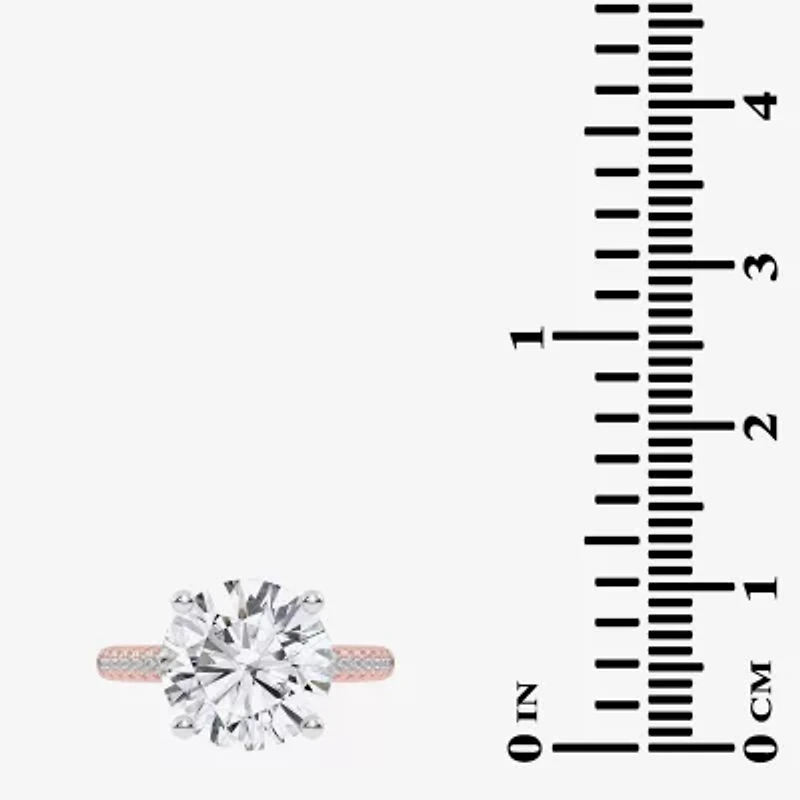 G-H / Vs2-Si1) Womens 1/3 Ct. T.W. Lab Grown White Diamond 14K Gold Round Side Stone Engagement Ring
