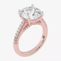 G-H / Vs2-Si1) Womens 1/3 Ct. T.W. Lab Grown White Diamond 14K Gold Round Side Stone Engagement Ring