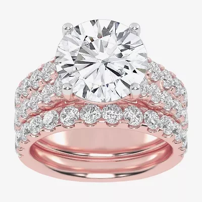 (G-H / Vs2-Si1) Womens 6 CT. T.W. Lab Grown White Diamond 14K Gold Side Stone Bridal Set