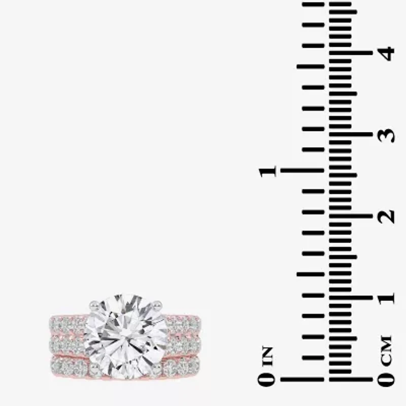 (G-H / Vs2-Si1) Womens 6 CT. T.W. Lab Grown White Diamond 14K Gold Side Stone Bridal Set