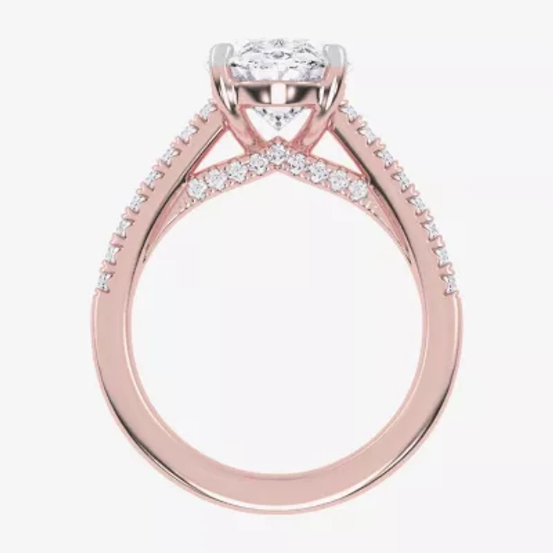 (G-H / Vs2-Si1) Womens 4 1/3 Ct. T.W. Lab Grown White Diamond 14K Gold Oval Side Stone Engagement Ring