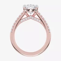 (G-H / Vs2-Si1) Womens 4 1/3 Ct. T.W. Lab Grown White Diamond 14K Gold Oval Side Stone Engagement Ring