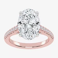 (G-H / Vs2-Si1) Womens 4 1/3 Ct. T.W. Lab Grown White Diamond 14K Gold Oval Side Stone Engagement Ring