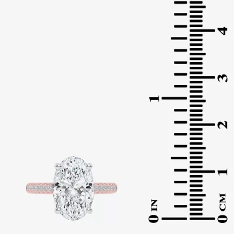 (G-H / Vs2-Si1) Womens 4 1/3 Ct. T.W. Lab Grown White Diamond 14K Gold Oval Side Stone Engagement Ring